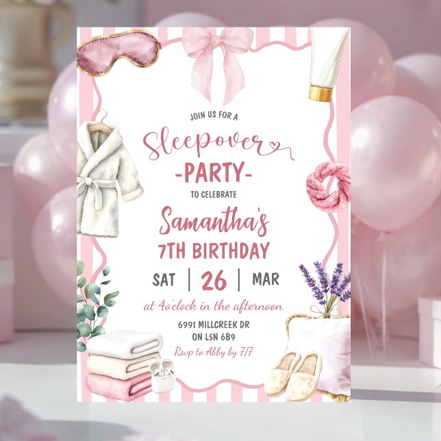 Spa-tema Pyjamasparty Födelsedag Inbjudningar (Skapare uppladdad)
