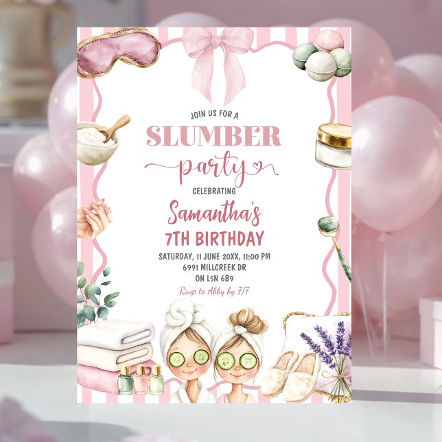 Spa tema slummerfest födelsedagsinbjudan  inbjudningar (Skapare uppladdad)