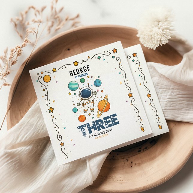 Space Adventure 3rd Birthday | Outer Space Party Pappersservett (Skapare uppladdad)