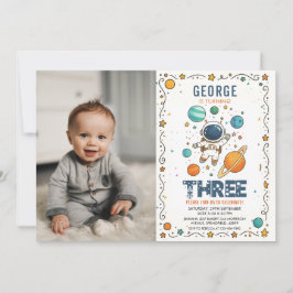 Space Adventure 3rd birthday | Outer Space photo Inbjudningar