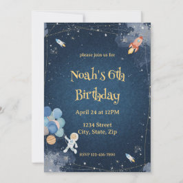  Space Adventure Birthday Invitation | Watercolor Inbjudningar