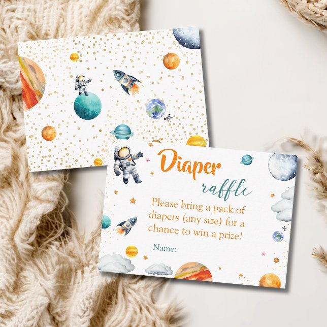Space Adventure Diaper Raffle Baby Boy Shower Tilläggskort (Skapare uppladdad)