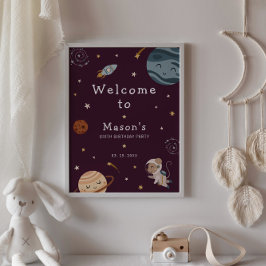 Space Adventure Playful Kids Birthday Party Poster