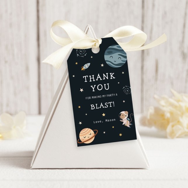 Space Adventure Playful Kids Birthday Party Presentetikett (Skapare uppladdad)