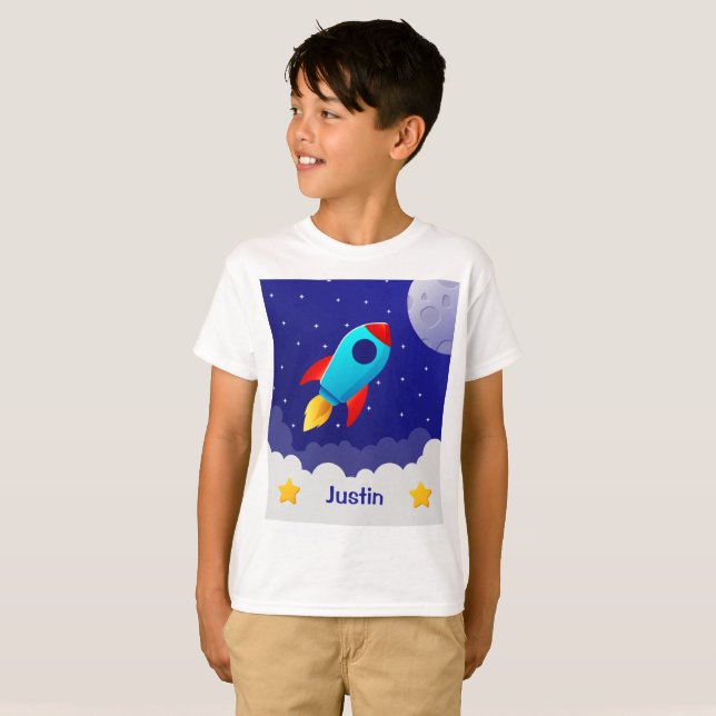 Space Adventure Rocket Design T Shirt (Hel framsida)