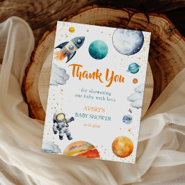 Space Adventure Thank You Card Rocket Planet Tack Kort