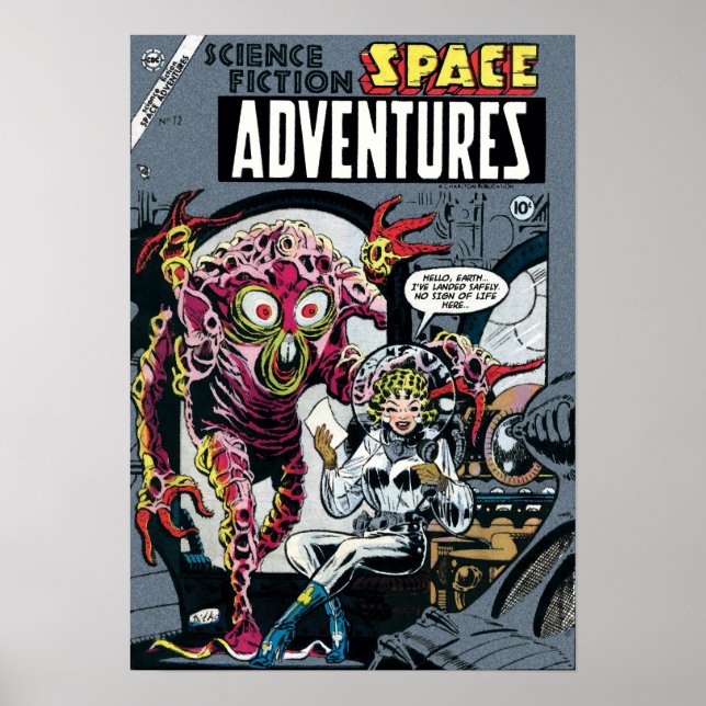 Space Adventures #12 Rolig 50-tals Retro Sci-Fi Se Poster (Framsidan)