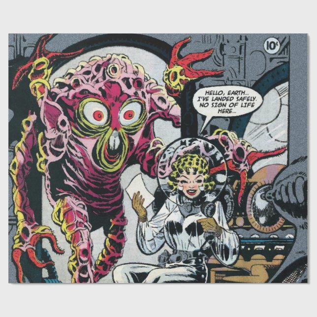 Space Adventures #12 Rolig 50-tals Retro Sci-Fi Se Presentpapper (Platt)
