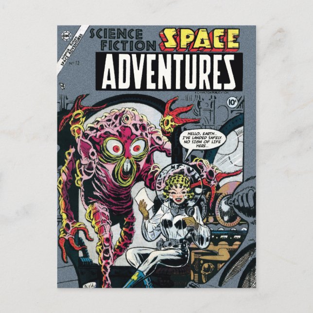 Space Adventures #12 Rolig 50-tals Retro Sci-Fi Se Vykort (Framsida)