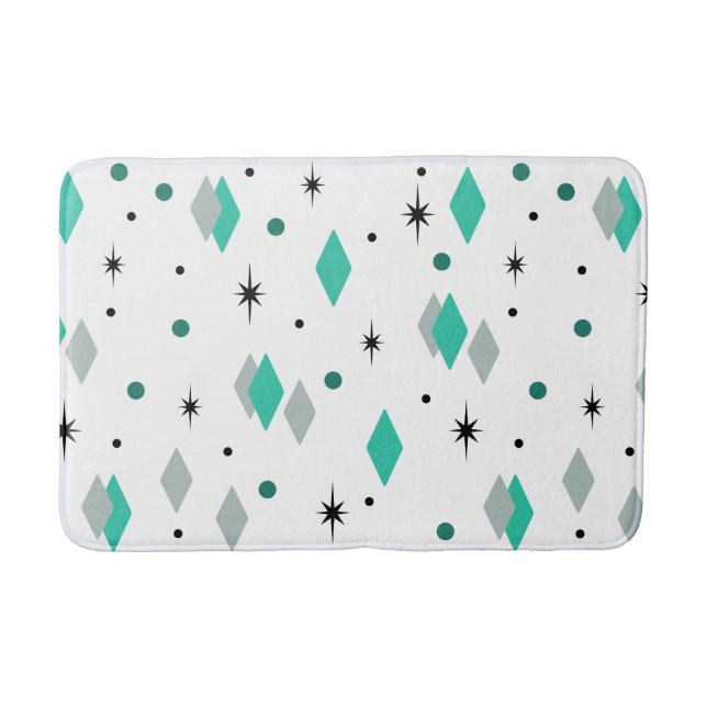 Space Age Diamonds Turquoise White Badrumsmatta (Framsidan)