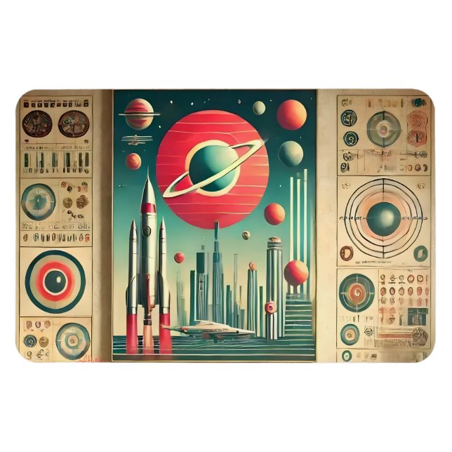 Space Age Interplanetary Coordinates Alien Relic Magnet (Horisontell)