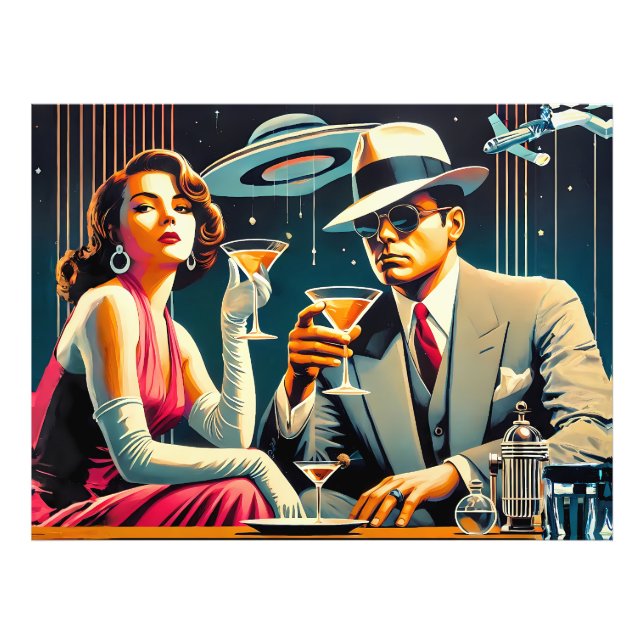 Space Age Las Vegas Gangster Martini-fest Fototryck (Framsidan)