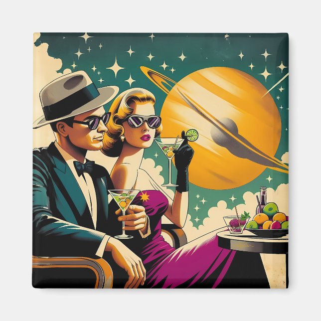 Space Age Las Vegas Martini Gangster Party Magnet (Framsidan)