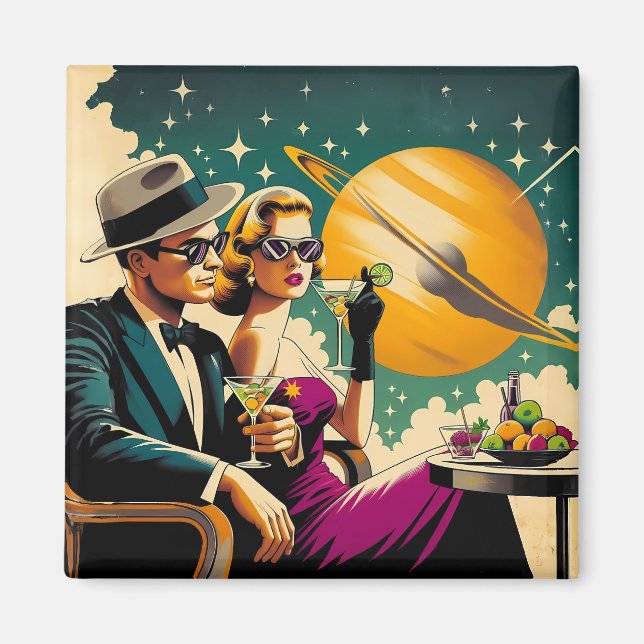 Space Age Las Vegas Martini Gangster Party Magnet (Framsidan)