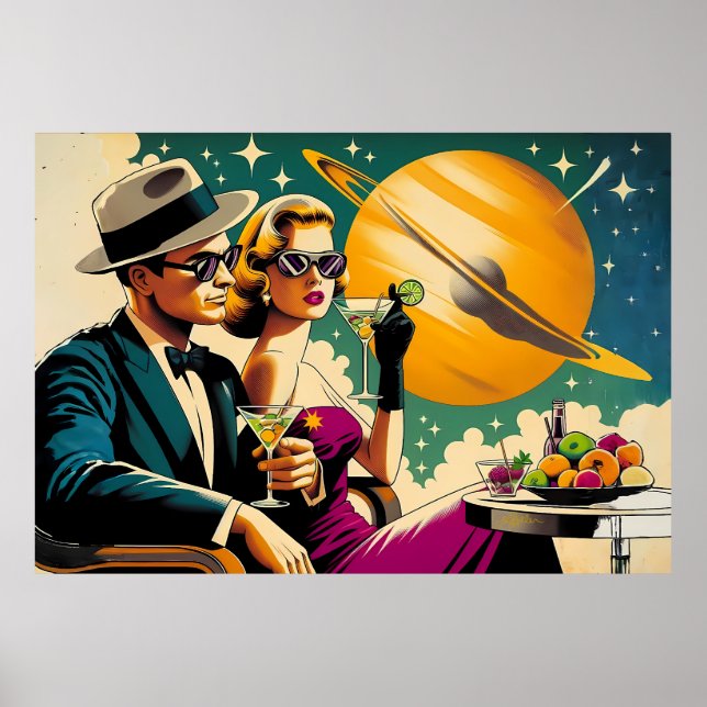 Space Age Las Vegas Martini Gangster Party Poster (Framsidan)