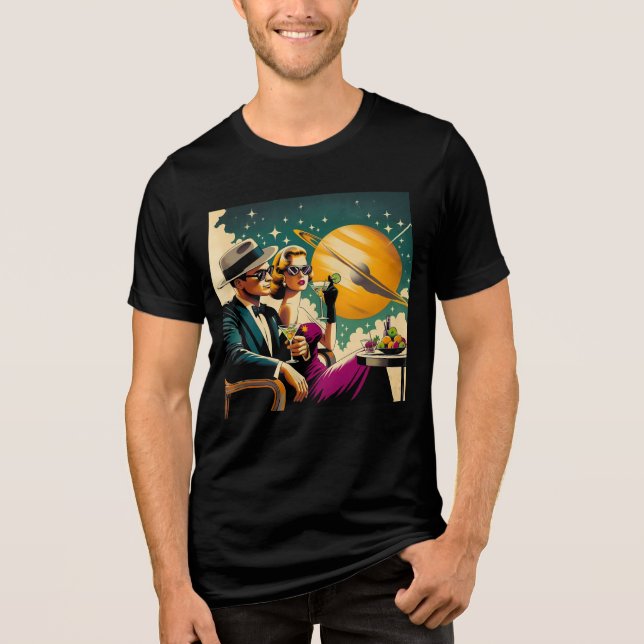 Space Age Las Vegas Martini Gangster Party T Shirt (Framsida)