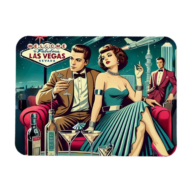 Space Age Las Vegas Martini Party Magnet (Horisontell)