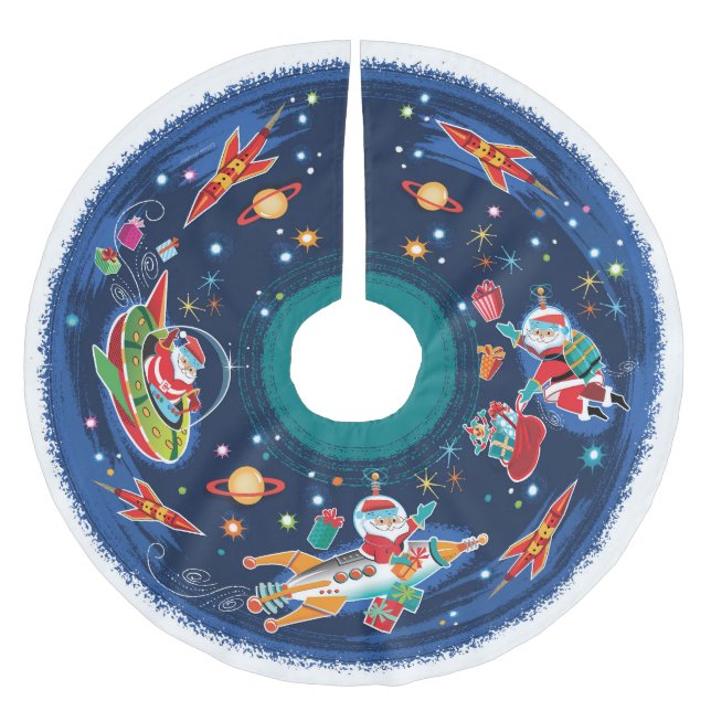 Space Age Santa Julgransmatta Borstad Polyester (Framsidan)