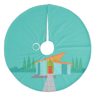 Space Age Tecknad House Julgran Skirt Julgransmatta Fleece