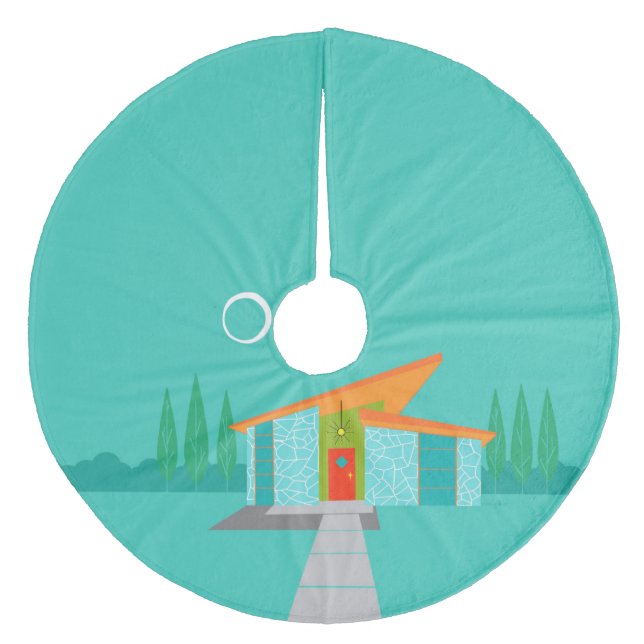 Space Age Tecknad House Julgran Skirt Julgransmatta Fleece (Framsidan)