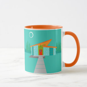 Space Age Tecknad House Ringer Mugg