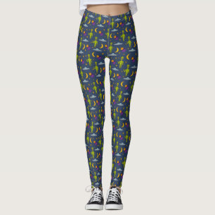 Space Aiens och Flies Saucers Sci-Fi Thmet Leggings