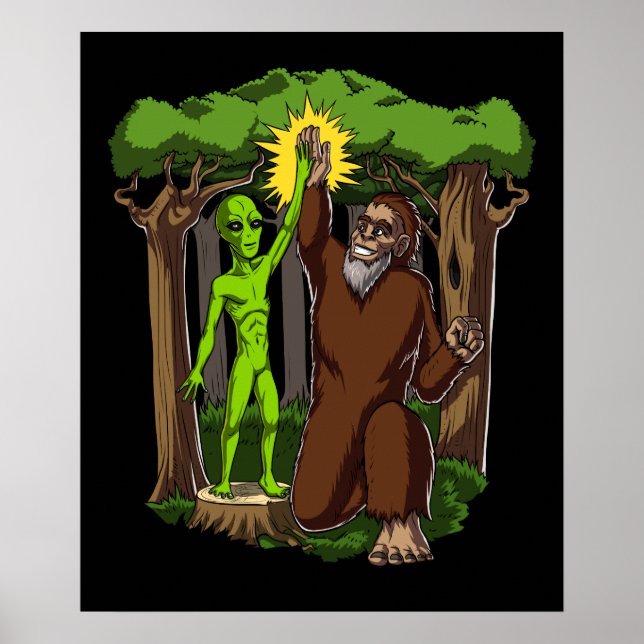 Space Alien Bigfoot Mystoppkonspirationsteori Poster (Framsidan)