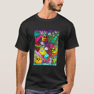 Space Alien Doodle Art Cute Tecknad Monster Illumi T Shirt