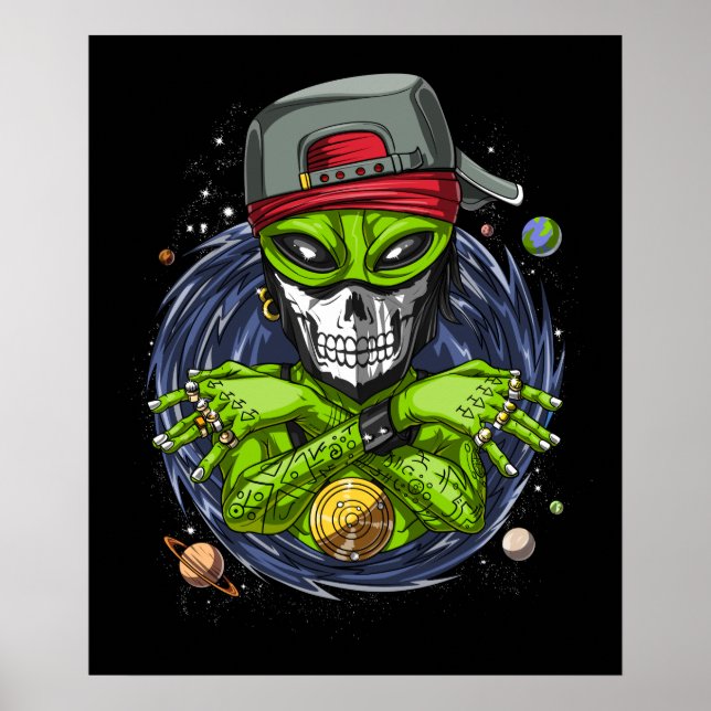 Space Alien Gangstа UFO ExtraterRestals Rapper Poster (Framsidan)
