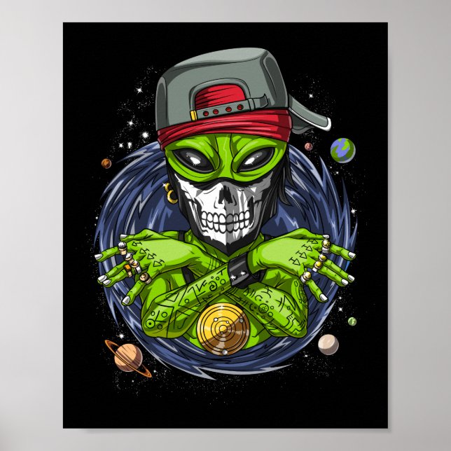 Space Alien Gangstа UFO ExtraterRestals Rapper Poster (Framsidan)