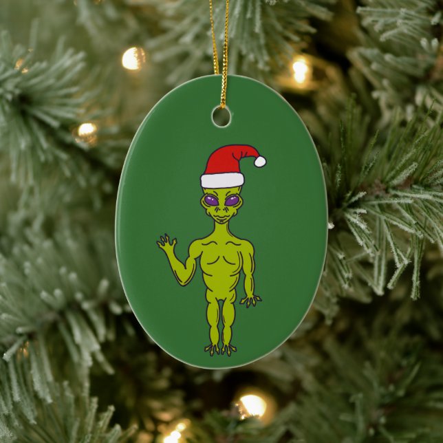 Space Alien i jultomten Personlig jul Julgransprydnad Keramik (Träd)