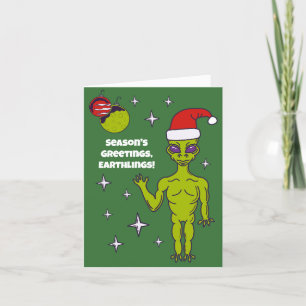 Space Alien i jultomten Personlig jul Kort