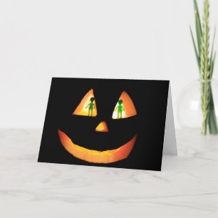 Space Alien Jack-O-Lantern Halloween Kort