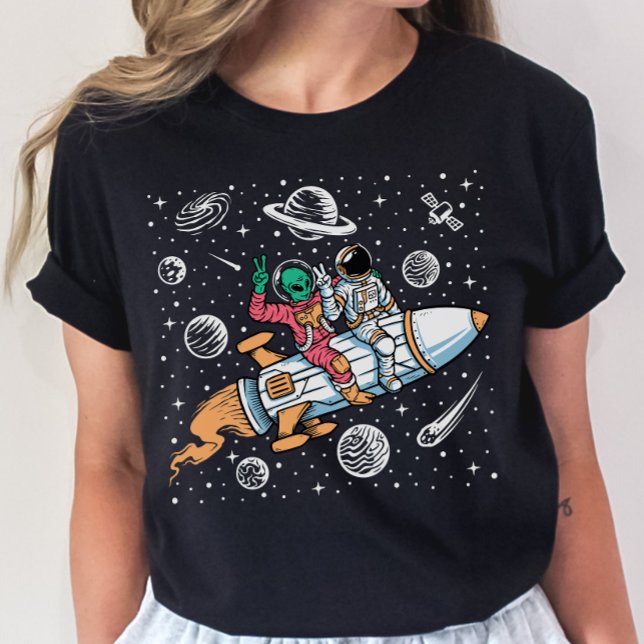 Space Alien Riding-raketer T-Shirt - Astronaut (Skapare uppladdad)