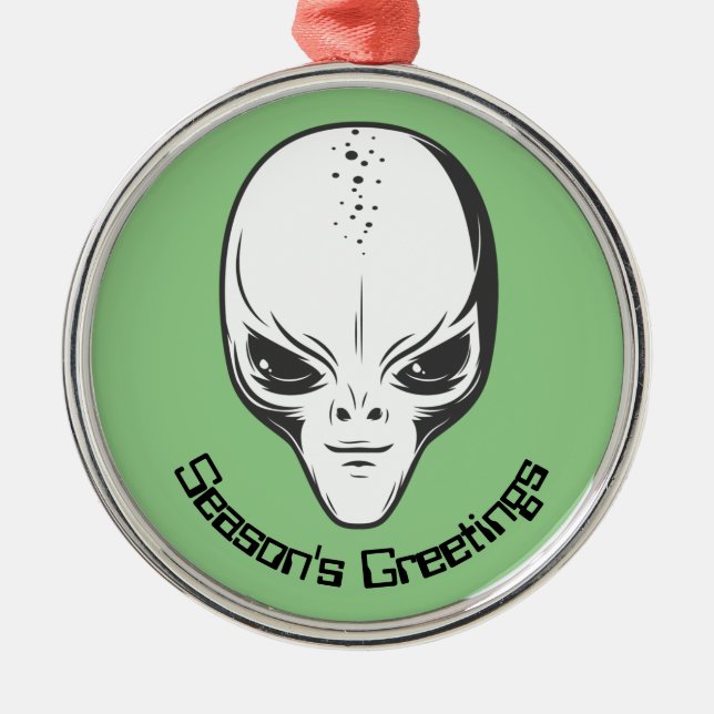 Space Alien Sci Fi Ufolog Julgransprydnad Metall (Framsidan)