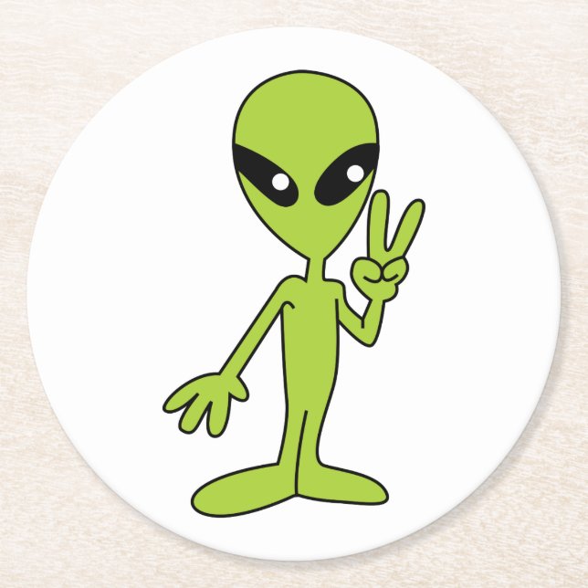 Space Alien Underlägg Papper Rund (Framsidan)