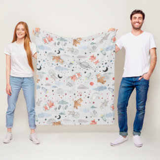 Space Animales - grått struktur Fleecefilt