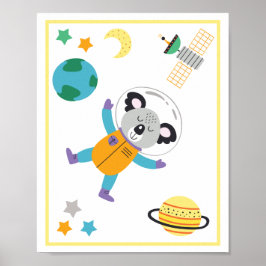 Space Animals Art Print Koala Poster