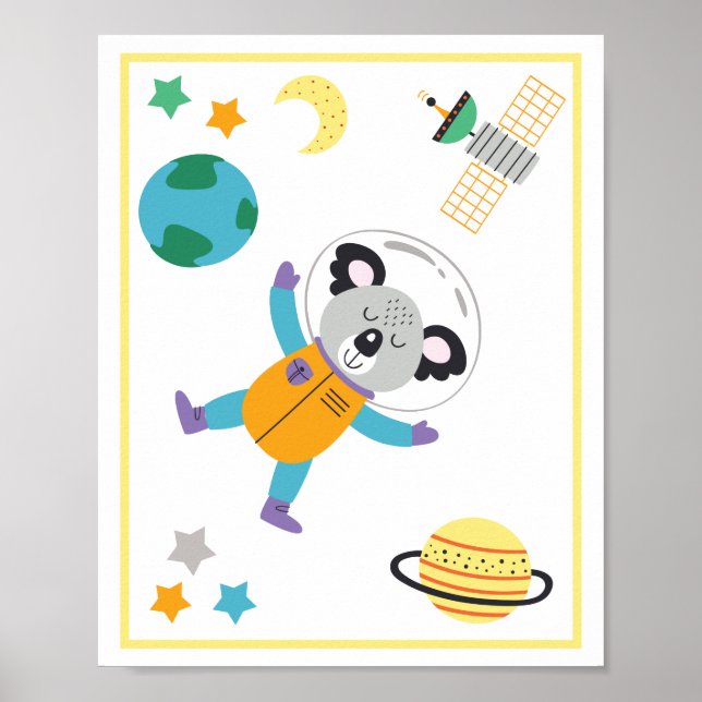 Space Animals Art Print Koala Poster (Framsidan)