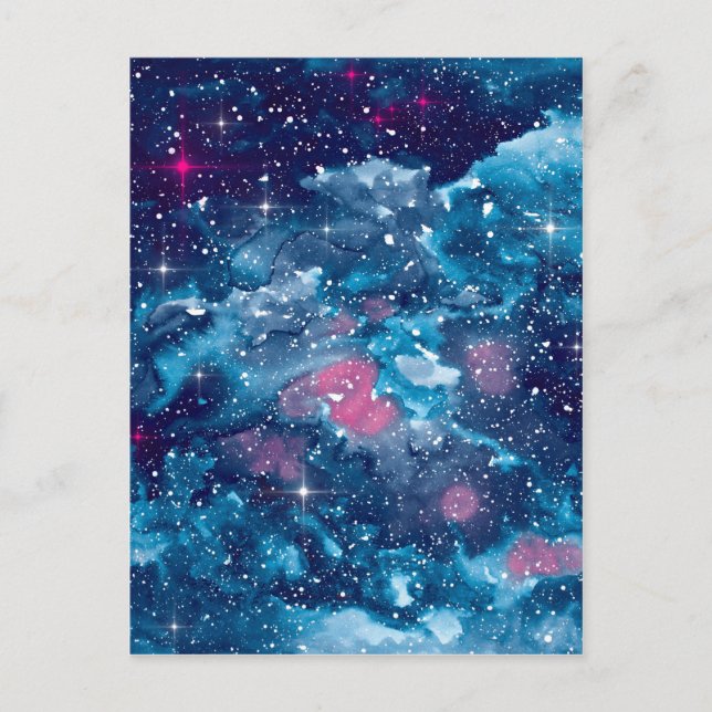 Space Art Watercolor Galaxy Vykort (Framsida)