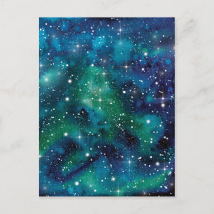 Space Art Watercolor Galaxy Vykort