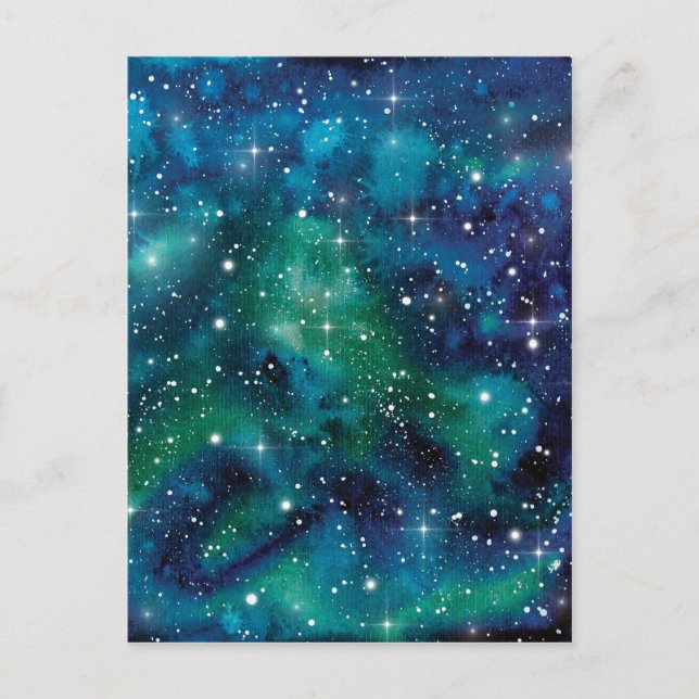 Space Art Watercolor Galaxy Vykort (Framsida)