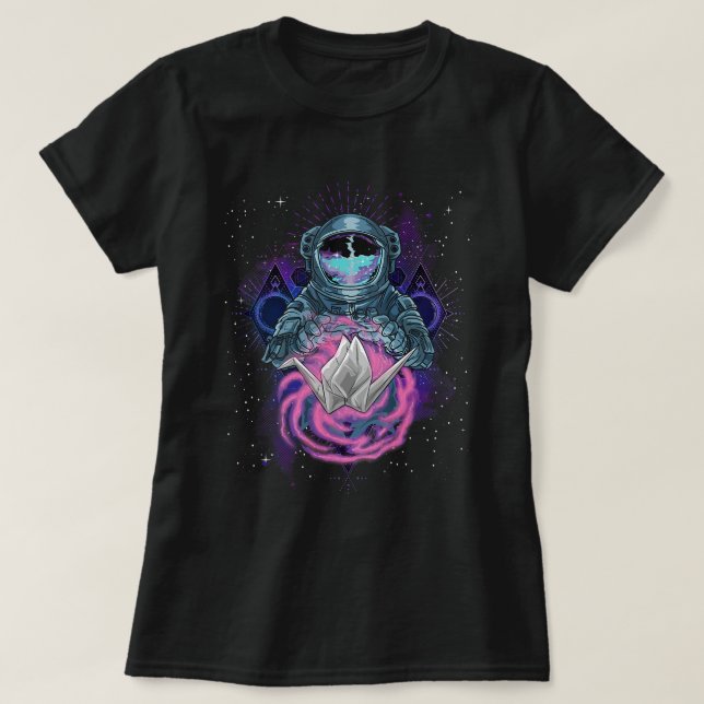 Space Artsy Astronaut Origami T Shirt (Design framsida)