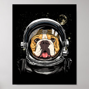 Space Astronaut American Bulldog Galaxy Astronomy Poster