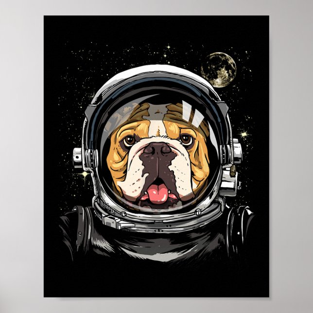 Space Astronaut American Bulldog Galaxy Astronomy Poster (Framsidan)