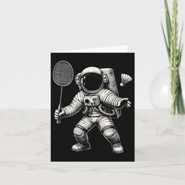 Space Astronaut Badminton Player Shuttle Sport Kort (Framsida)
