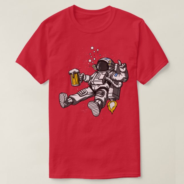 Space Astronaut Beer Drinking Party Funny Cosmic M T Shirt (Design framsida)