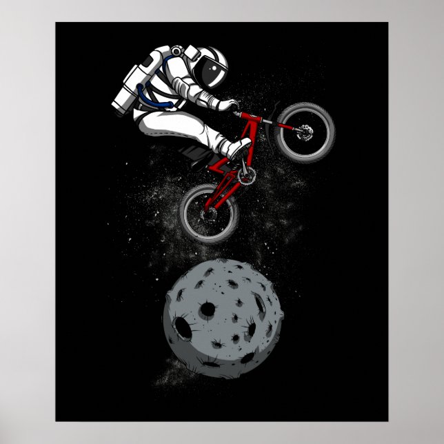 Space Astronaut Biker Riding Bike Galaxy Cosmic Poster (Framsidan)