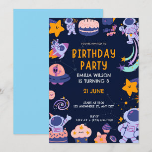 Space Astronaut Birthday Inbjudningar
