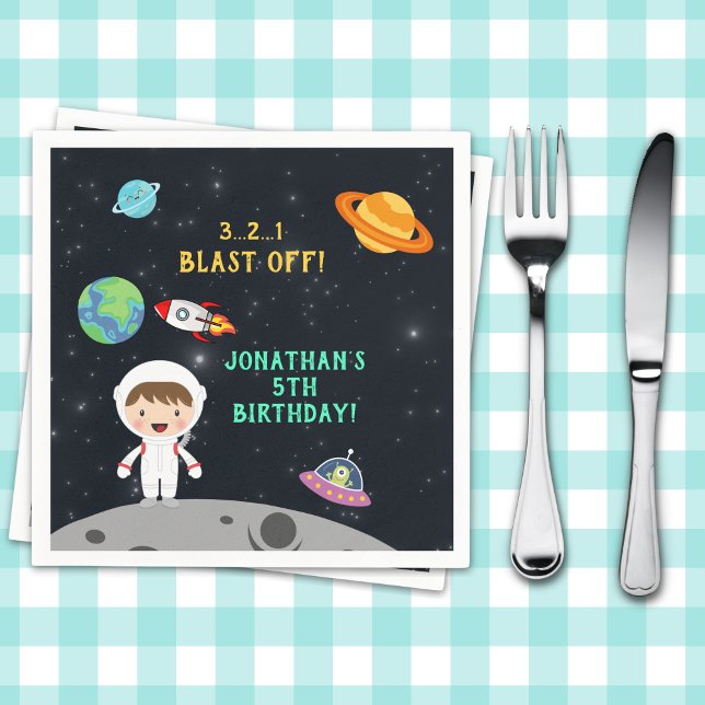 Space Astronaut Birthday Party-Blast Off Design" Pappersservett (Skapare uppladdad)